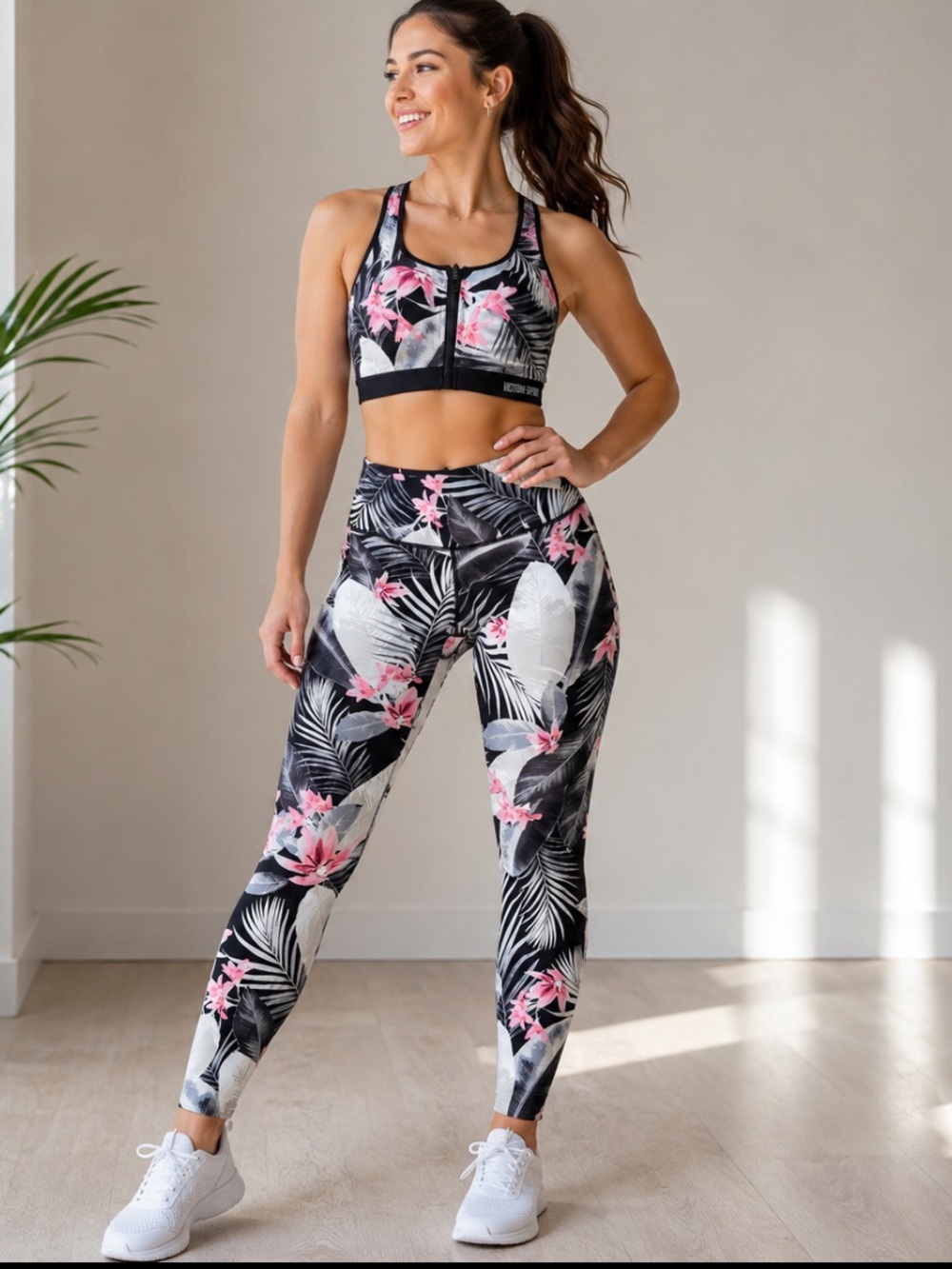 Victoria Sport Floral Tropical Print Sports Bra & Leggings Activewear Set‎